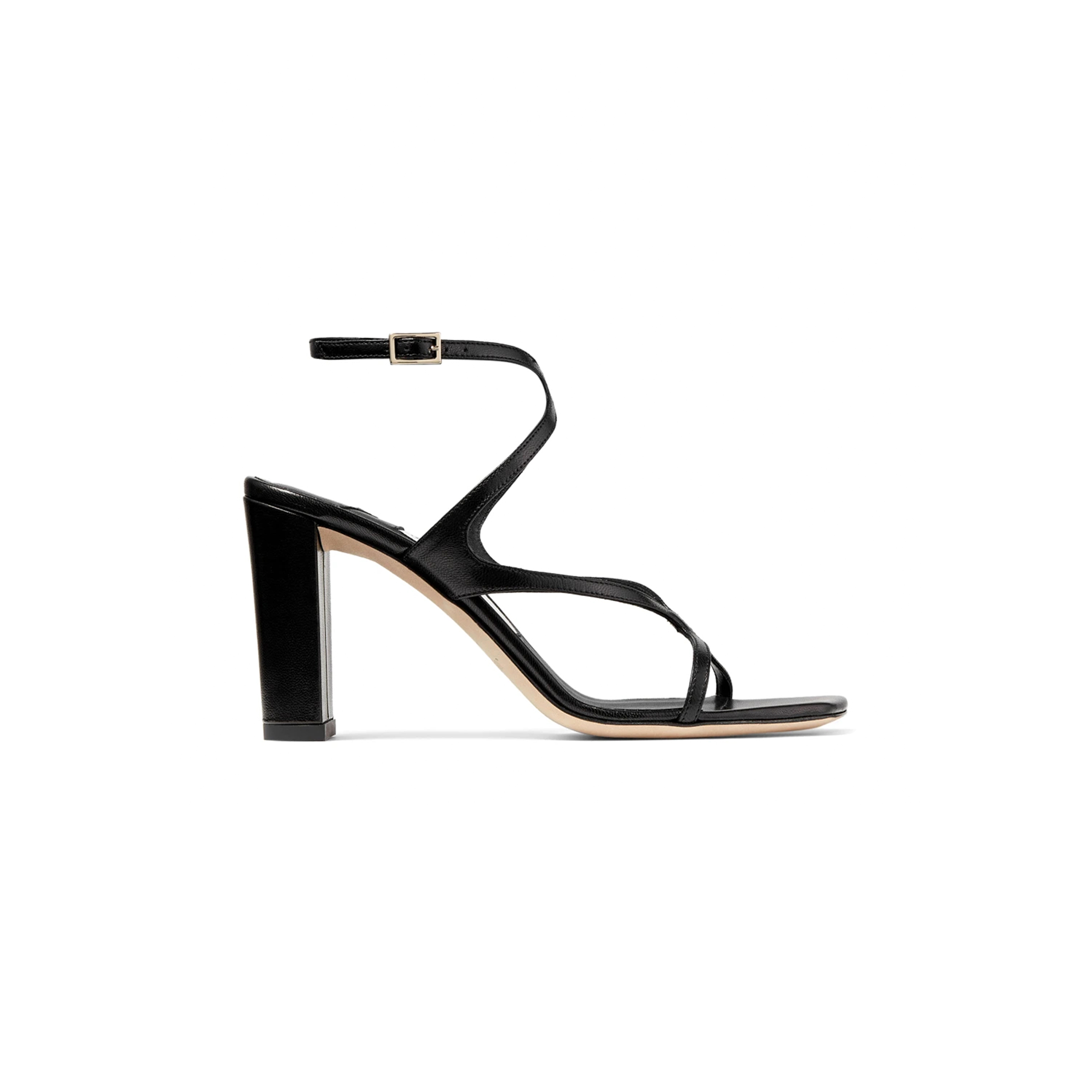 JIMMY CHOO AZIE 85 BLACK NAPPA LEATHER SANDALS AZIE85NAP